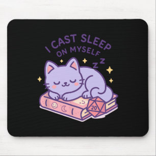 Rpg Gamer Nerdy Cat Sleeping D20 Dice For Cat Love Mouse Pad