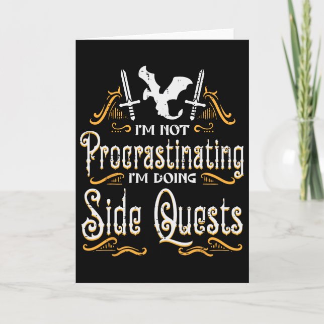 Rpg Gamer Not Procrastinating Side Quest Funny Men Card (Front)