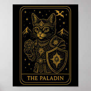 Rpg Gamer Paladin D20 Dice Nerdy Geek Cat Men Wome Poster