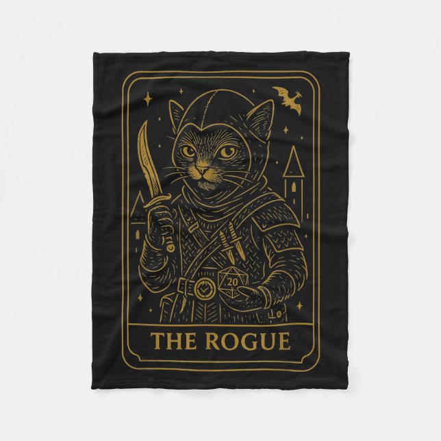Rpg Gamer Rogue D20 Dice Nerdy Geek Cat Men Women  Fleece Blanket (Front)