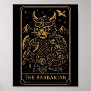 Rpg Gamer Rrian D20 Dice Nerdy Geek Cat Men Women Poster