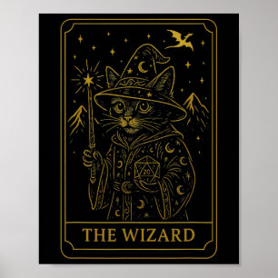 Rpg Gamer Wizard D20 Dice Nerdy Geek Cat Men Women Poster