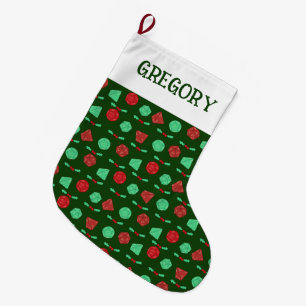 RPG Gaming Dice, Board, Fantasy Games Personalized Large Christmas Stocking