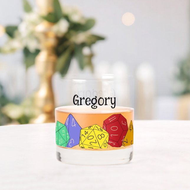 RPG Gaming Dice, Board, Fantasy Games Personalized Whiskey Glass (Insitu (Wedding))