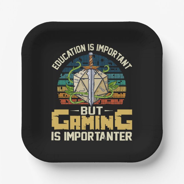 rpg gaming is importanter paper plate (Front)