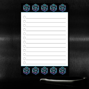 RPG Holo Dice   20-Sided PnP Tabletop Checklist Magnetic Dry Erase Sheet