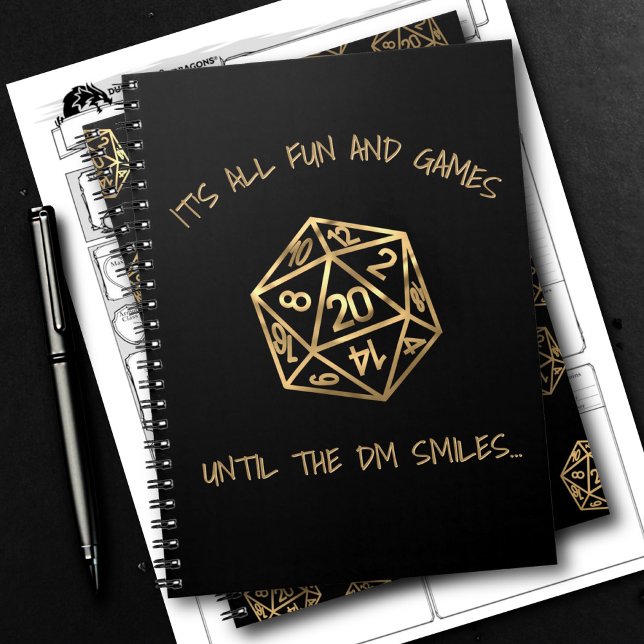 RPG Humour | Gold Fun and Games Until DM Smiles Notebook (Creator Uploaded)