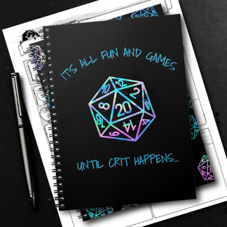 RPG Humour | Holo Retro Fun Game Until Crit Happen Notebook