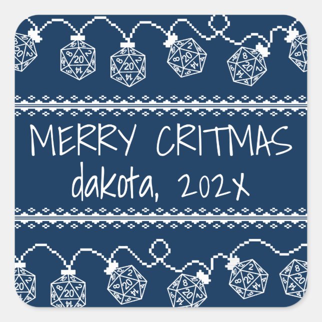 RPG Lights Blue | Fantasy Tabletop Gamer Dice Square Sticker (Front)