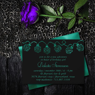 RPG Lights   Emerald Fantasy Tabletop Gamer Dice Invitation