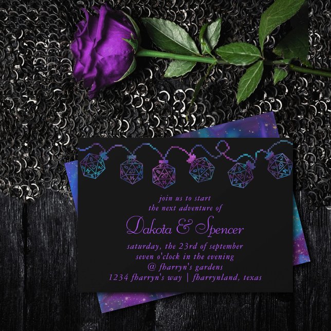 RPG Lights | Galaxy Tabletop Dice Couples Shower Invitation (Creator Uploaded)