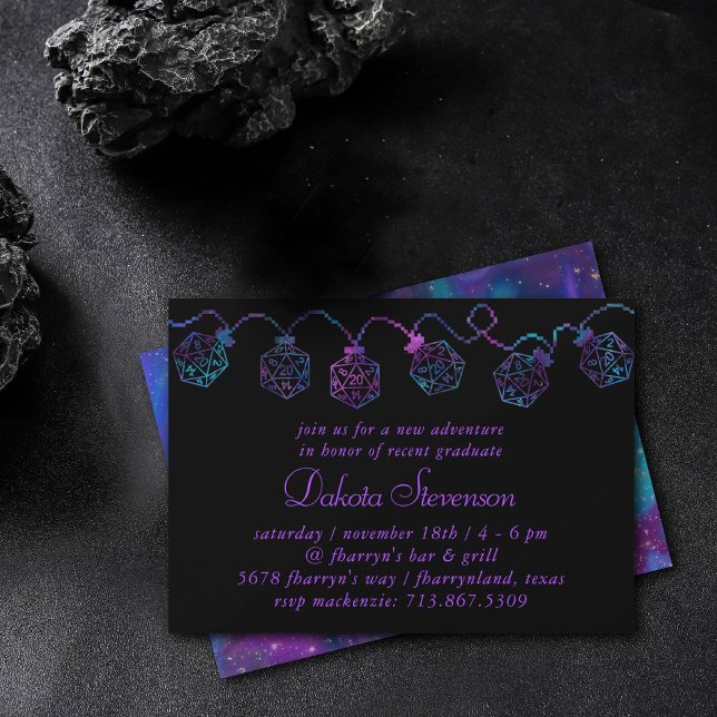 RPG Lights | Galaxy Tabletop Gamer Dice Birthday Invitation (Creator Uploaded)