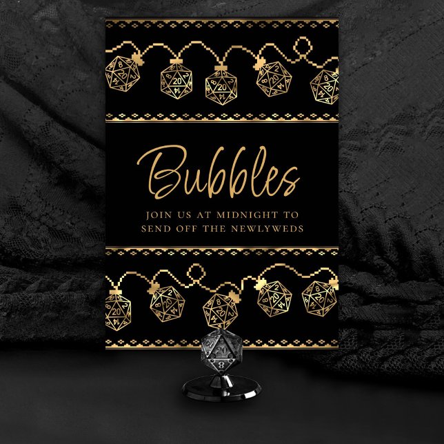 RPG Lights | Gold Retro Tabletop Roleplayer Custom Table Number (Customize for various tables (advice, bubbles, snack/sweets/coffee bar, ladies/gentlemen, etc))