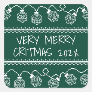 RPG Lights Green   Fantasy Tabletop Gamer Dice Square Sticker