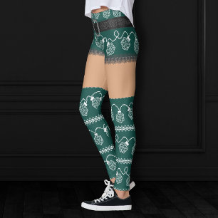 RPG Lights Green   Retro Ugly Sweater Medium Skin Leggings