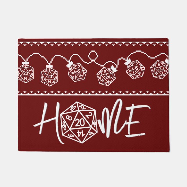 RPG Lights Red | Retro Tabletop Role Player Custom Doormat (Front)