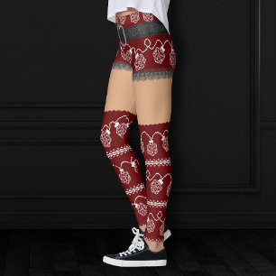 RPG Lights Red   Retro Ugly Sweater Medium Skin Leggings