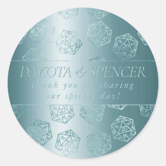 RPG Luxe | Aqua Fantasy Tabletop Gamer Custom Classic Round Sticker (Front)