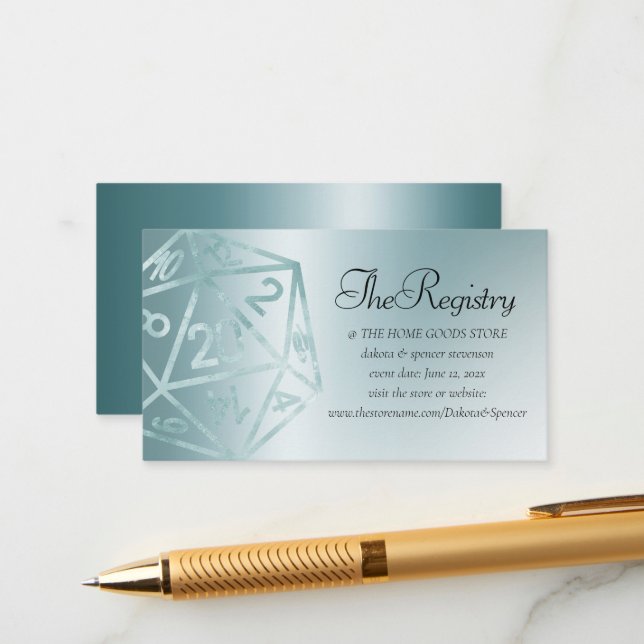 RPG Luxe | Aqua Fantasy Tabletop Gamer Registry Enclosure Card (Front/Back In Situ)