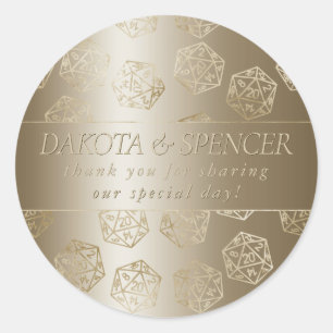 RPG Luxe   Gold Fantasy Tabletop Gamer Dice Custom Classic Round Sticker