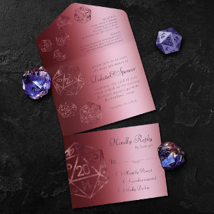 RPG Luxe   Red Sheen Tabletop Role Player Wedding All In One Invitation