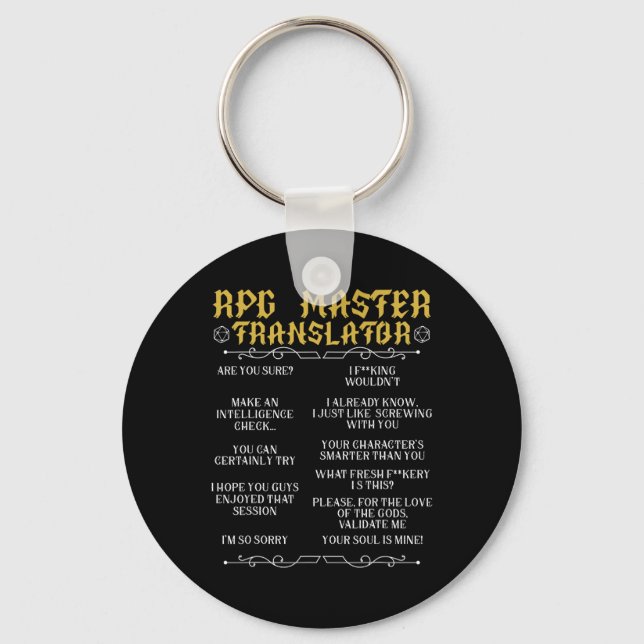 Rpg Master Translator D20 Tabletop Games Funny Rpg Keychain (Front)