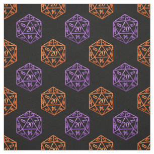 RPG Pattern Halloween Purple and Orange Dice Fabric