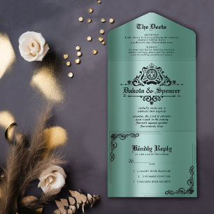 RPG Vintage   Green Sheen Tabletop Role Player All In One Invitation