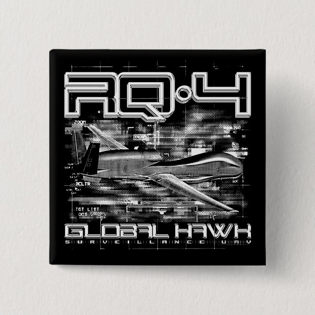 RQ-4 Global Hawk 2 Inch Square Button (Front)