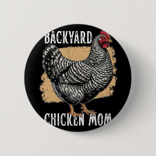 Rred Rock Chicken Mom Ckyard Plymouth Hen Vintage 2 Inch Round Button