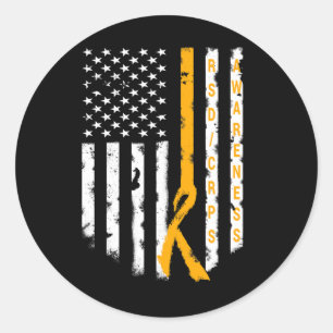 Rsd Crps Awareness American Flag Support Top Tee  Classic Round Sticker