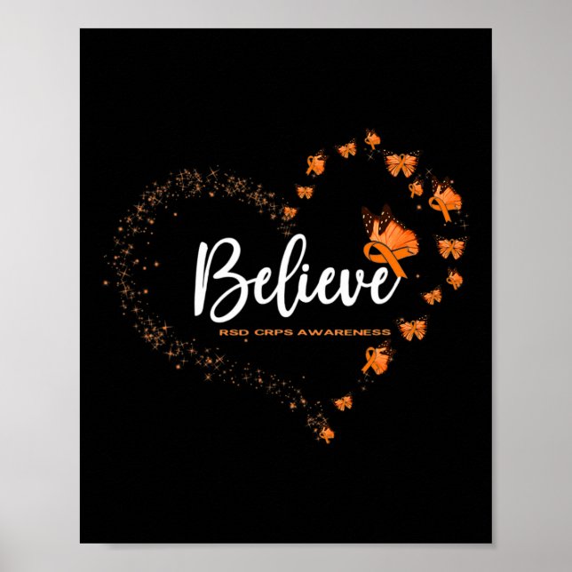 Rsd Crps Awareness Butterfly Believe  Poster (Front)