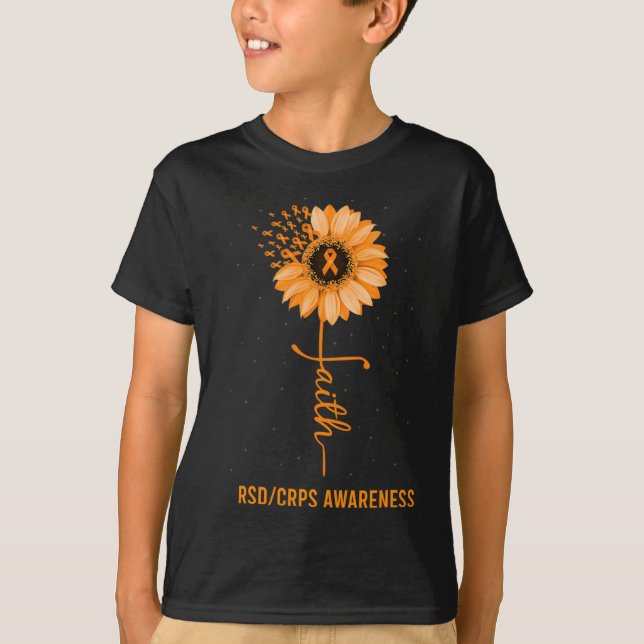 RSD CRPS Awareness Faith Daisy Flower Ribbon T-Shirt (Front)