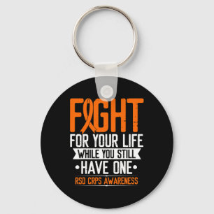 RSD CRPS Awareness Fight for Life Warrior Orange R Keychain