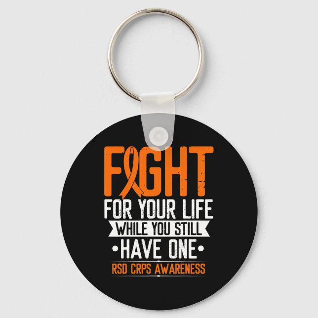 RSD CRPS Awareness Fight for Life Warrior Orange R Keychain (Front)
