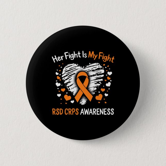 RSD CRPS Awareness Her Fight Orange Ribbon Complex 2 Inch Round Button (Front)