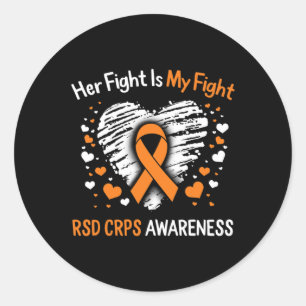 RSD CRPS Awareness Her Fight Orange Ribbon Complex Classic Round Sticker