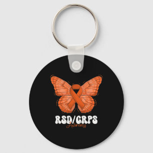 Rsd Crps Awareness Month Orange Ribbon Butterfly Keychain