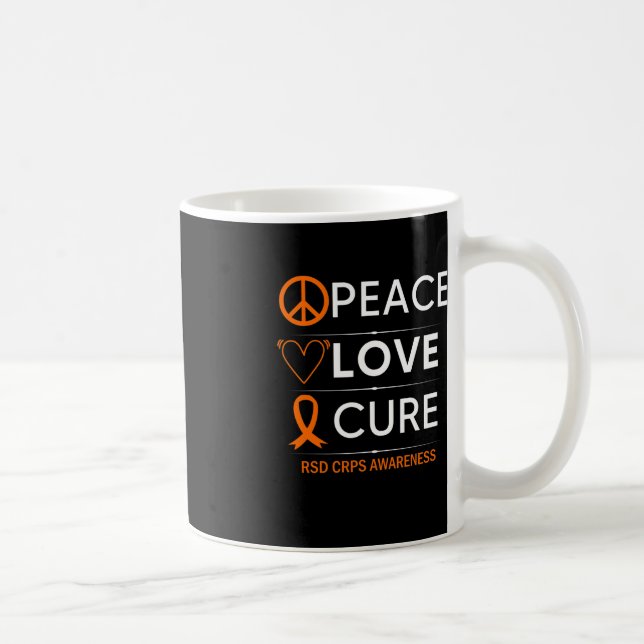RSD CRPS Awareness Peace Love Cure Fighter Orange  Coffee Mug (Right)