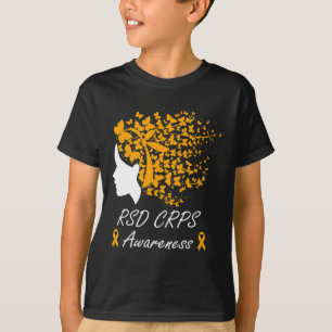 Rsd Crps Awareness - Women Butterflies Hair Orange T-Shirt