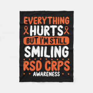 Rsd Crps Warrior Orange Ribbon Still Smiling Crps Fleece Blanket