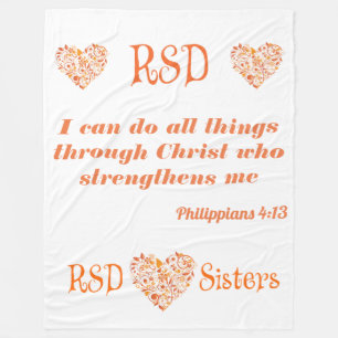 RSD hearts Bible Verse Philippians 4:13 Fleece Blanket