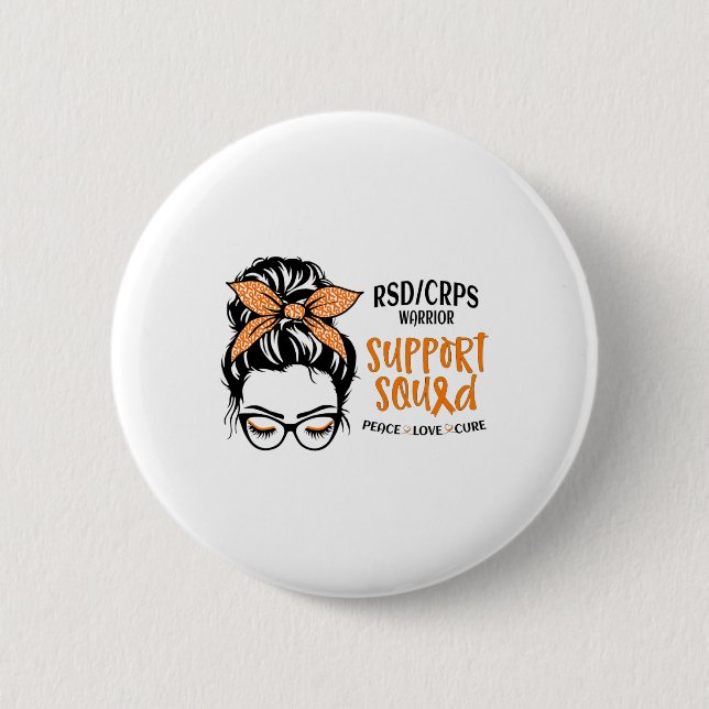 Rsdcrps Warrior Awareness Support Squad Messy Bun  2 Inch Round Button (Front)