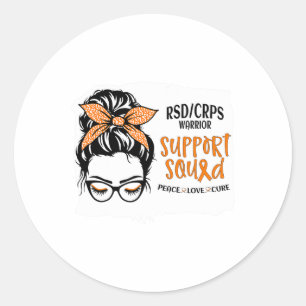Rsdcrps Warrior Awareness Support Squad Messy Bun Classic Round Sticker