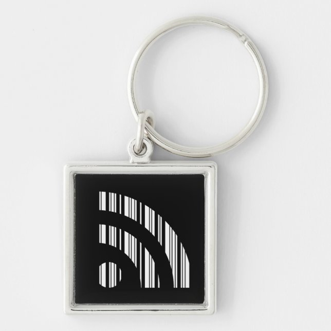RSS FEED BAR CODE Logo Barcode Pattern Design Keychain (Front)