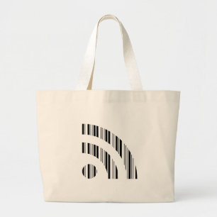 RSS FEED BAR CODE Logo Barcode Pattern Design Large Tote Bag