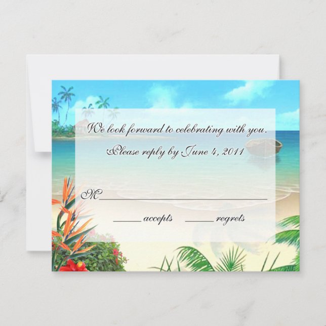 RSVP-2 Exotic Beach RSVP Card (Front)