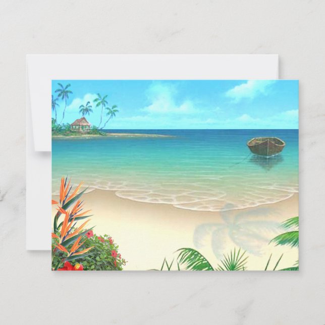 RSVP-2 Exotic Beach without vellum RSVP Card (Front)