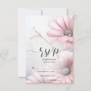 RSVP 2 Stunning Elegant Pink Daisies Card