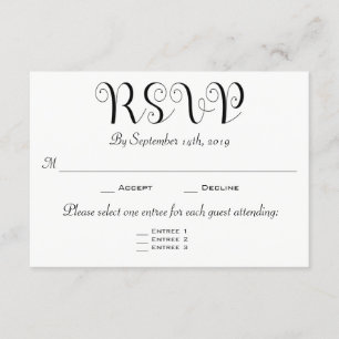 RSVP 3 Entree Choices Reception Card Invitation